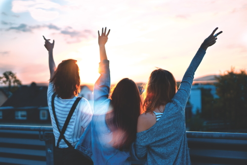 Girls cheering